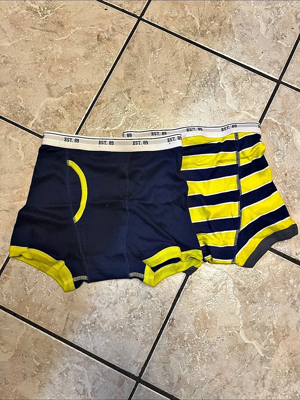 Children’s Place Boys Boxer Briefs 10/12 L Striped and navy blue NWOT